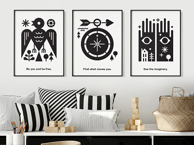 Club Kiddo Poster Set art bird bird illustration clubkiddo compass imaginary kids poster screen printing screenprint