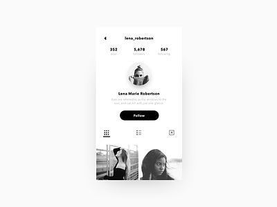Instagram Profile Concept black and white concept design diffuse instagram profile ui user profile ux