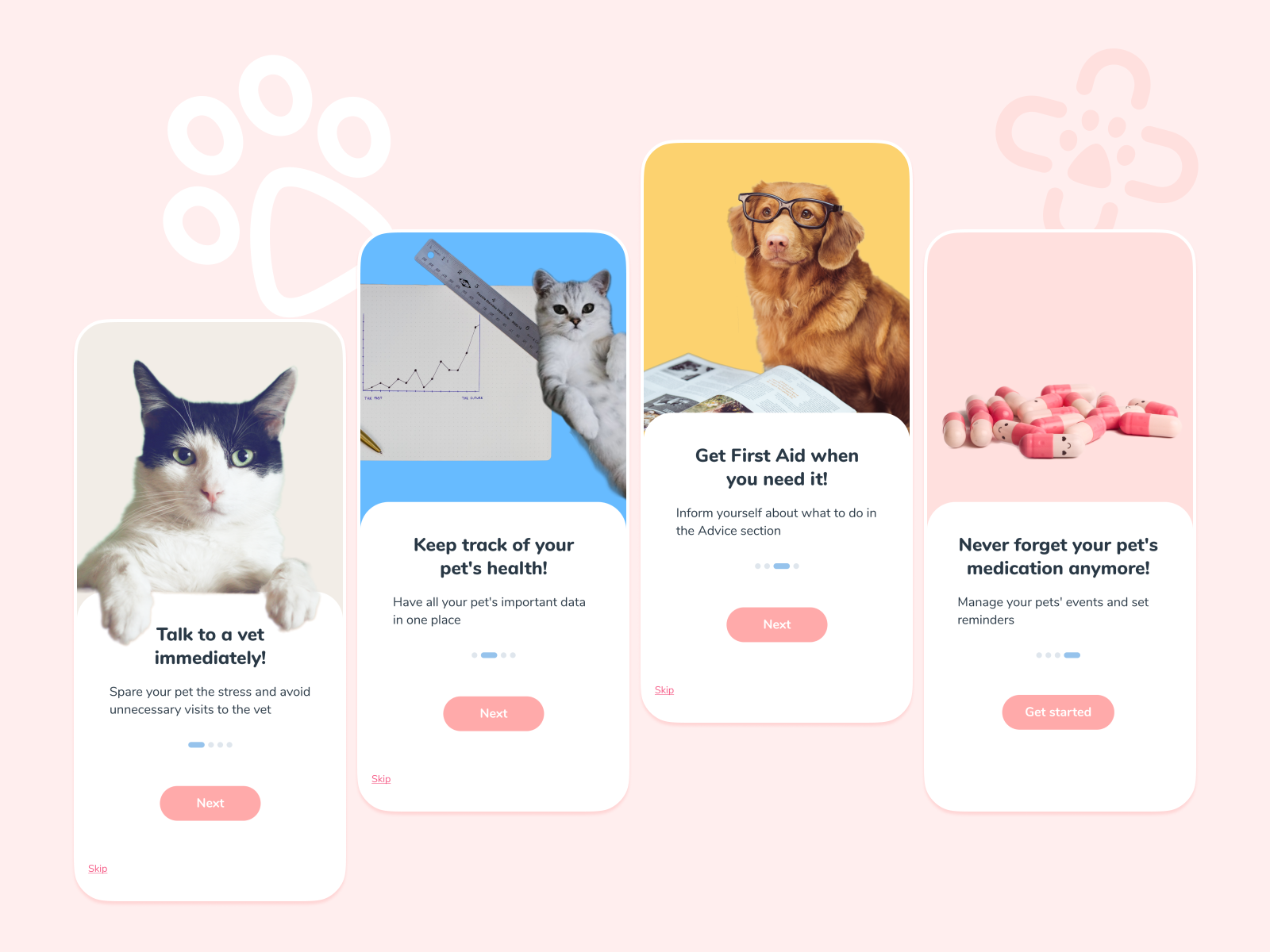 Intro Screens – Pet Health App by Patrick Niklas on Dribbble