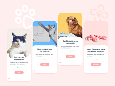 Intro Screens – Pet Health App design intro screens pets ui ux veterinary