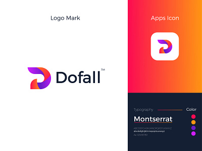 Dofall Modern Logo Design - D Letter Mark app branding design gradient logo graphic design icon illustration illustrator letter mark logo logo design logodesign minimal modern modern logo typography ui ux