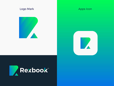 Rexbook Modern Logo Design - R Letter Mark app branding design gradient logo graphic design icon illustrator letter mark logo logo design logodesign minimal modern modern logo typography ui ux