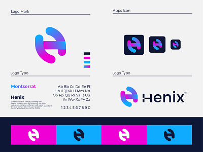 Henix Modern Logo Design - H Letter Mark app branding design gradient logo graphic design icon illustrator letter mark logo logo design logodesign minimal modern modern logo typography ui ux