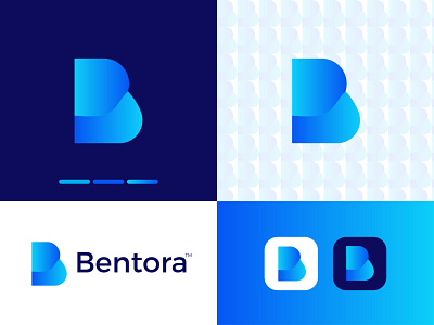 Bentora Modern Logo Design B Letter Mark app art branding design flat gradient logo graphic design icon illustrator letter mark logo logo design logodesign minimal modern modern logo ui ux