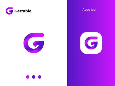 Gettable Modern Logo Design G Letter Mark app branding design gradient logo graphic design icon illustrator letter mark logo logo design logodesign minimal modern modern logo ui ux