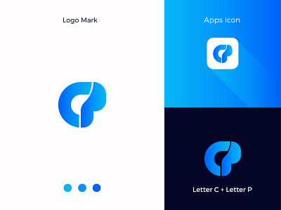 Modern Logo Design C + P Letter Mark app branding design gradient logo graphic design icon illustrator letter mark logo logo design logodesign minimal modern modern logo ui ux