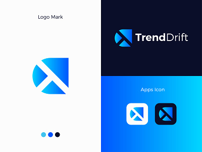 TrendDrift Modern Logo Design TD Letter Mark app branding design gradient logo graphic design icon illustrator letter mark logo logo design logodesign minimal modern modern logo ui ux