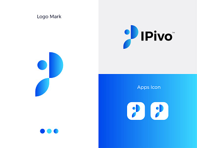 IPivo Modern Logo Design IP Letter Mark app branding design gradient logo graphic design icon illustrator letter mark logo logo design logodesign minimal modern modern logo ui ux