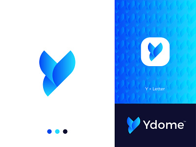 Ydome Modern Logo Design - Y + Letter Mark app branding design gradient logo graphic design icon illustrator letter mark logo logo design logodesign minimal modern modern logo ui ux