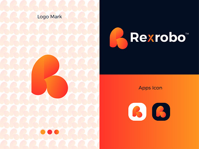 Rexrobo Modern Logo Design - R + Letter Mark app branding design graphic design icon illustrator letter mark logo logo design logodesign minimal modern modern logo ui ux