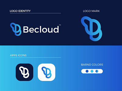 Becloud Modern Logo Design - B + Letter Mark app branding design gradient logo graphic design icon illustrator letter mark logo logo design logodesign minimal modern modern logo typography ui ux