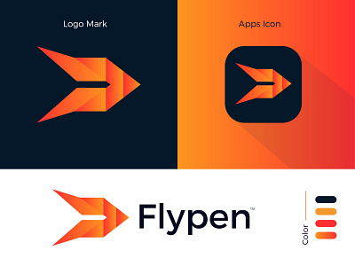 Flypen Modern Logo Design 2021 app branding design gradient logo graphic design icon illustrator letter mark logo logo design logodesign minimal modern modern logo ui ux