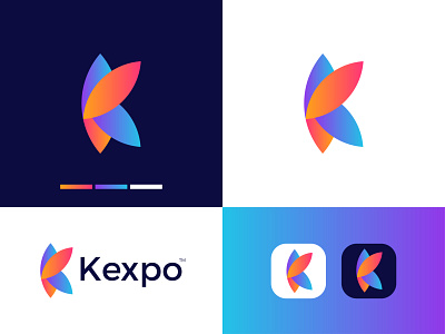 Kexpo Modern Logo Design - K Letter Mark app branding design gradient logo graphic design icon illustration illustrator letter mark logo logo design logodesign minimal modern modern logo ui ux