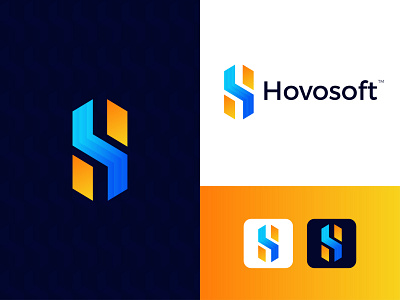 HovoSoft Modern Logo Design - H + S Letter Mark app branding design gradient logo graphic design icon illustration illustrator letter mark logo logo design logodesign minimal modern modern logo ui ux