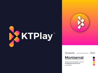KTPlay Modern Logo Design - K + Letter Mark app branding design gradient logo icon illustrator letter mark logo logo design modern logo ux
