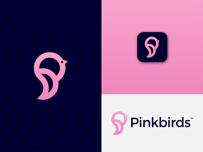 Pinkbirds Modern Logo Design - P Letter Mark branding design graphic design icon illustration illustrator letter mark logo logo design logodesign minimal modern modern logo ux