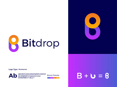 Bitdrop Modern Logo Design - B + Drop Letter Mark app branding design gradient logo graphic design icon illustrator letter mark logo logo design logodesign modern modern logo ui ux