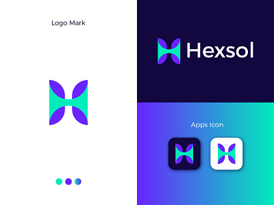 Hexsol Modern Logo Design - H Letter Mark app branding design gradient logo graphic design icon illustrator letter mark logo logo design logodesign minimal modern modern logo ui ux