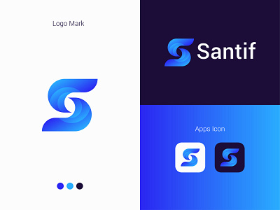 Santif Modern Logo Design - S Letter Mark app branding design graphic design icon illustrator letter mark logo logo design logodesign modern logo ui ux