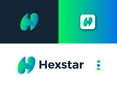 Hexstar Modern Logo Design - H + Letter Mark app branding design graphic design icon illustrator letter mark logo logo design logodesign modern logo ui ux