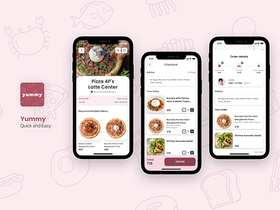 Yummy - Food Delivery Mobile App app delivery app design food food app food delivery graphic design icon illustration ios mobile app mobile design ui ui design uiux user interface ux
