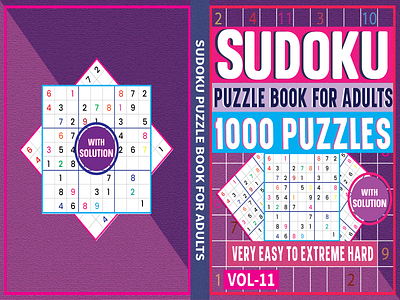 Sudoku puzzle book for adults 1000 puzzles 3d amazon animation branding concept cover design graphic design illustration kdp logo motion graphics puzzle game sudoku ui