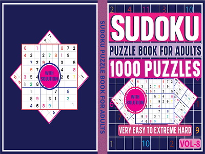 Sudoku puzzle book for adults 1000 puzzles amazon concept cover design illustration kdp logo puzzle game sudoku ui