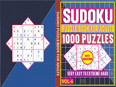 Sudoku puzzle book for adults 1000 puzzles 3d amazon animation concept cover design graphic design illustration kdp logo motion graphics puzzle game sudoku ui