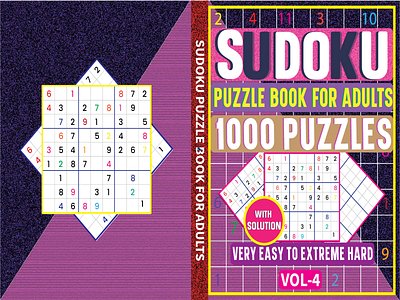 Sudoku puzzle book for adults 1000 puzzles amazon concept cover design illustration kdp logo puzzle game sudoku ui