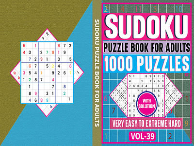 Sudoku puzzle book for adults 1000 puzzles 3d amazon animation branding concept cover design graphic design illustration kdp logo motion graphics puzzle game sudoku ui