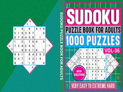 Sudoku puzzle book for adults 1000 puzzles 3d amazon animation branding concept cover design graphic design illustration kdp logo motion graphics puzzle game sudoku ui