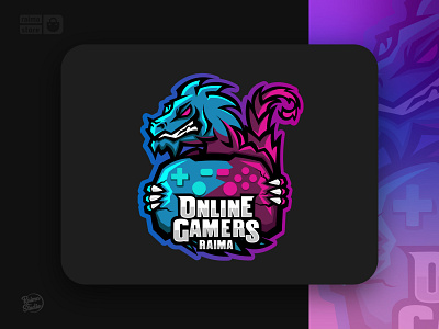 OnlineGamer-Riama action cat contest design dragon gamepad gamer gaming graphic design illustration legend logo logodesigner logogaming mascot mascotlogo minimal online raimastudio snake