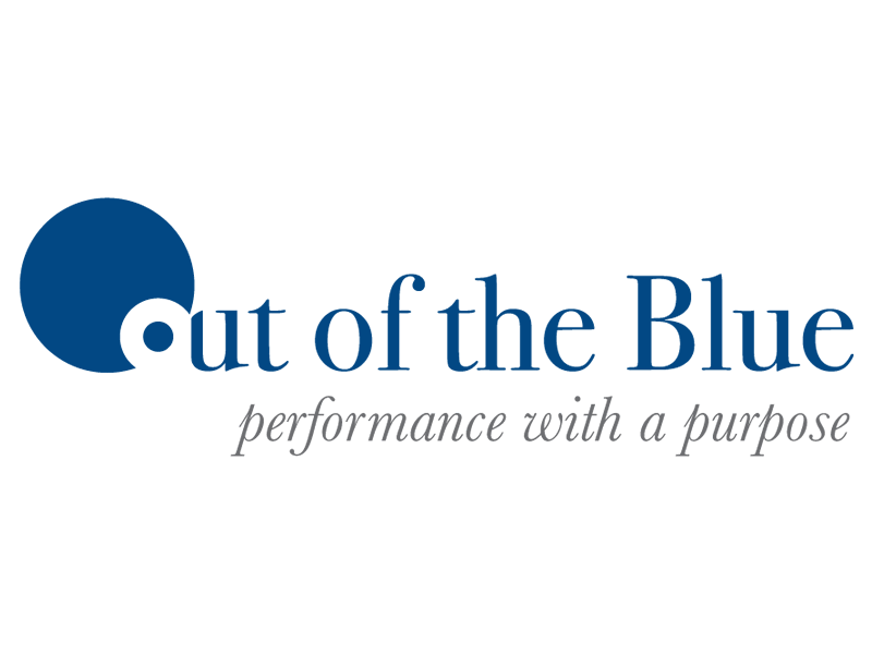 Out of the Blue (Lockup) blue improv logo