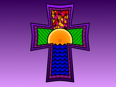 Cross cross stained glass sun water