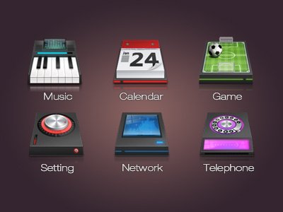 icon game icon music network setting telephone