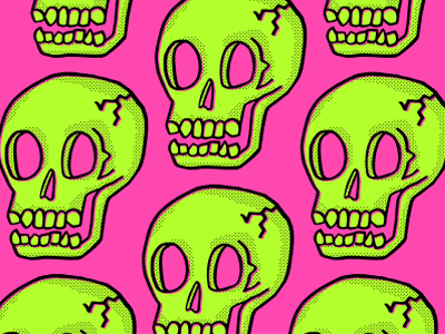 Skele-time animation gif halftone illustration ink line line illustration pattern sharpie skeleton skull skulls