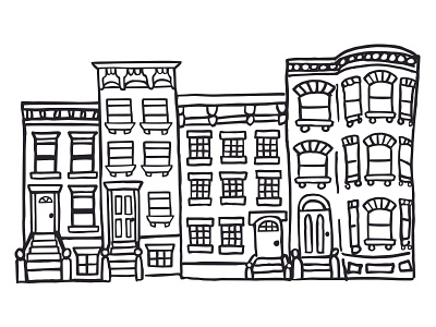 Brownstone Illustration architecture brooklyn brownstones illustration line neighborhood sharpie sketch
