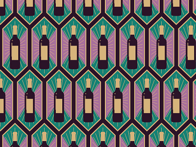 Wine Bottle Art Deco Pattern 1920s art deco bottle drinks geometric pattern wallpaper wine wine bottle