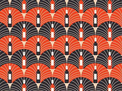 Wine Bottle Art Deco Pattern Pt. II 1920s art deco bottle geometric party pattern scallops wallpaper wine