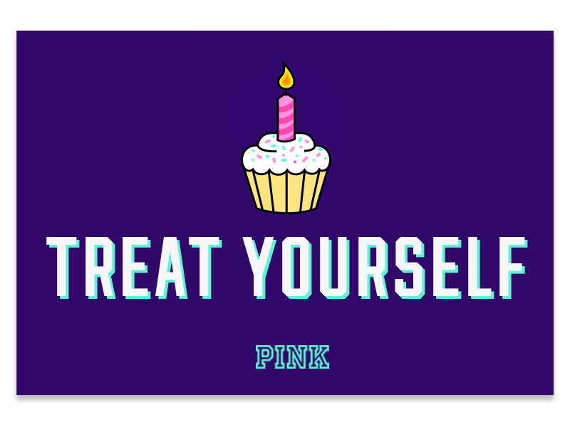 Treat Yourself E-Gift Card animation birthday candle card cupcake e gift card gift gift card illustration pink treat yourself