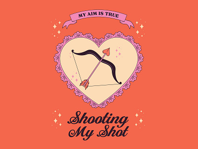 Shoot Your Shot Valentine bow and arrow card design greeting card heart illustration illustration digital lace love shooting my shot valentine valentines day card valentinesday