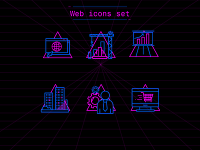 Retro style icons 80s blue icon icons illustration infographic pink presentation retro retrofuturism style ui ux web