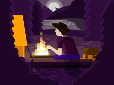 Summer camp camp campfire camping fire forest illustration illustrator journey trip wood