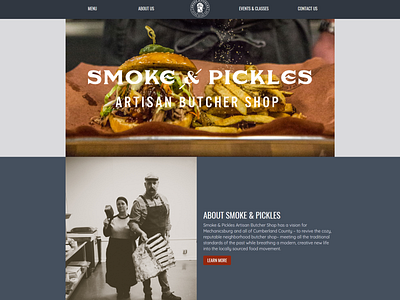 Smoke and Pickles Home Page butcher design web design