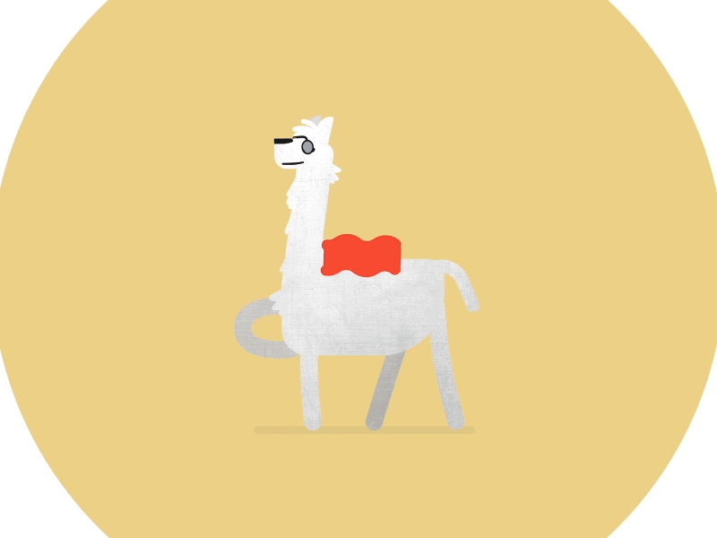 Super Llama animal anniversary character flat grovo llama walk