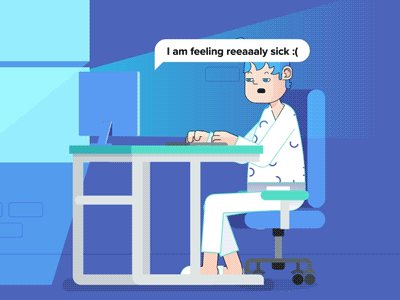 You know you do it Part 02 animation character computer desk flat design gif home motion sick sleep tired work