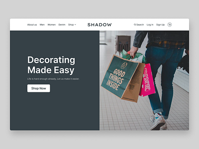 SHADOW - E-Commerce Landing Page ecommerce ecommerce design ecommerce shop figma figma design home page design homepage homepage ui landing page typography ui ui design uiux ux ux design web design web ui design website website concept website template