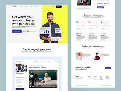 Medico. Online Course Landing Page case study class course design ecoruse figma landing page typography ui ui ux webdesign website concept