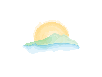 Beach Class Residence brand digital watercolor land logo real state sunset