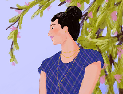 Self drawing girl illustrator patterm plant plants portrait portrait illustration procreate self self portrait tree woman